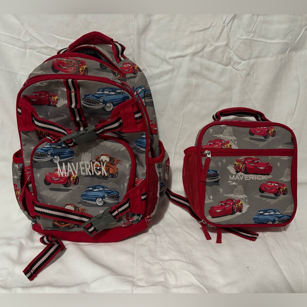 Pottery Barn Kids Disney Pixar Cars Backpack & Lunchbox LighteningMcQueen Small